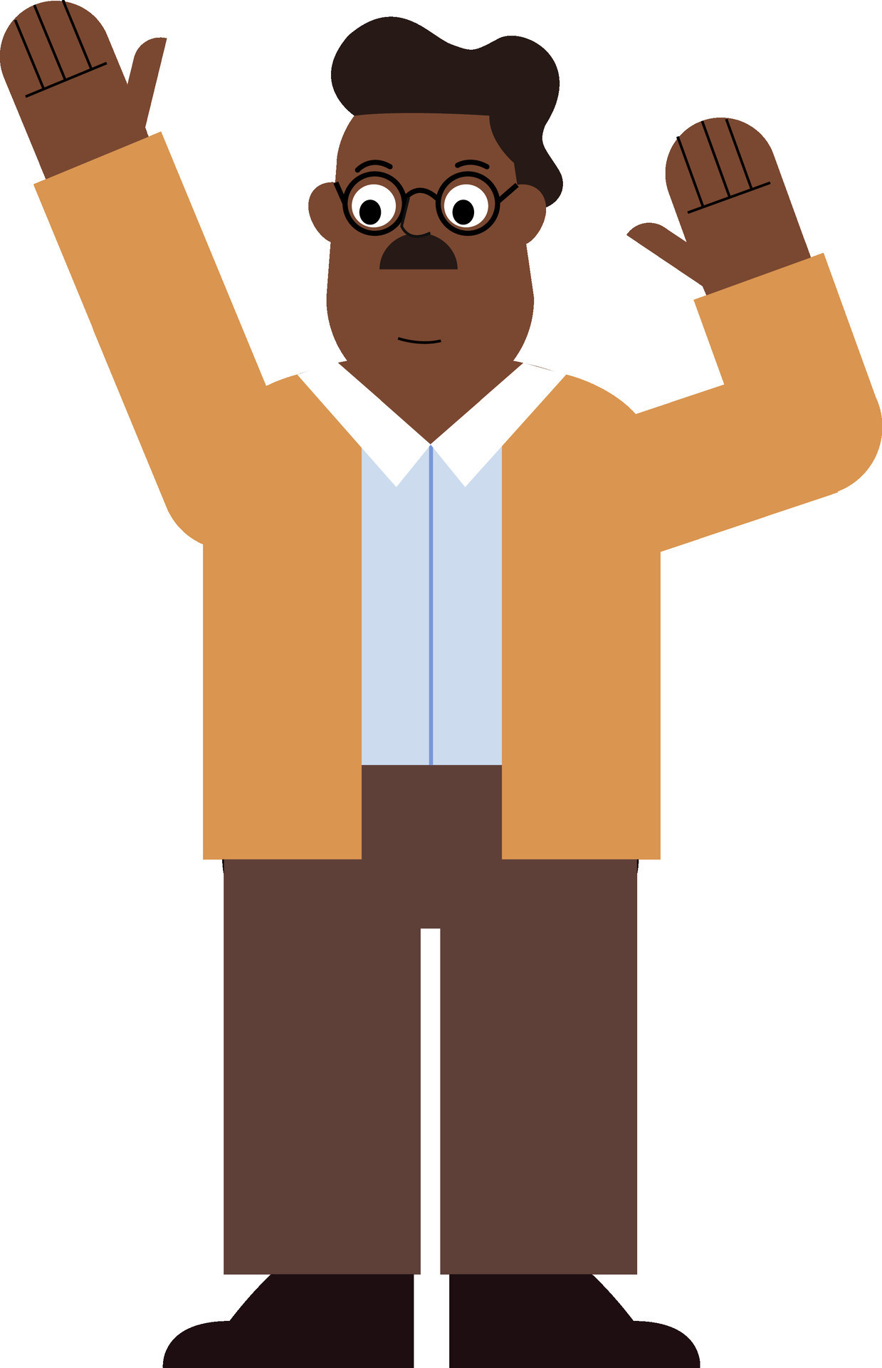 Man wear brown sweater. Adult cartoon character illustration.Grandpa