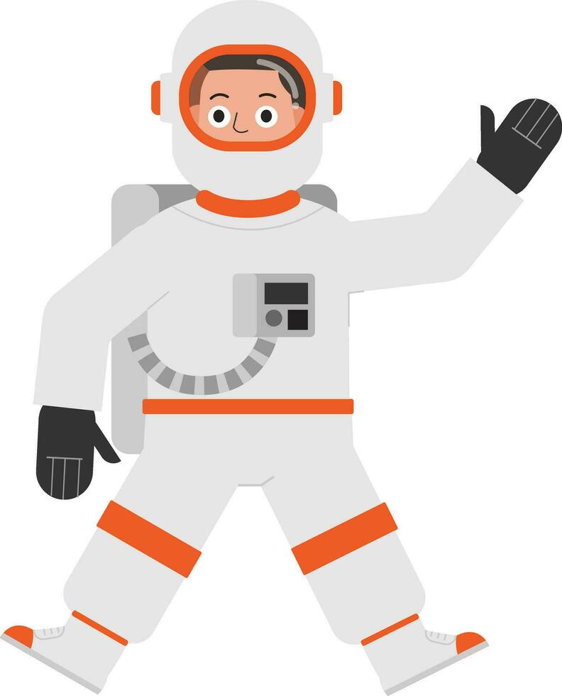 Astronaut flying cartoon isolated white background.Man in astronaut suit illustration flat design. vector