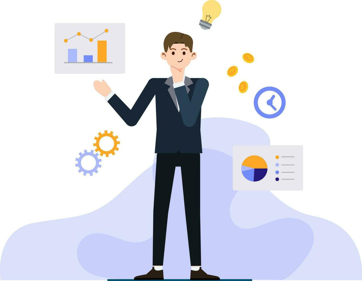 Businessman analysis or economy and financial statistics vector