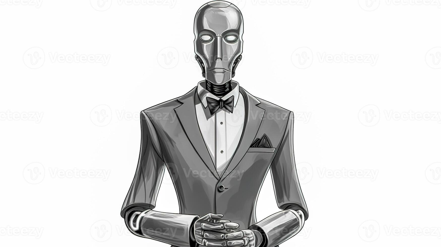 innovation, robot businessman in business suit, made with photo