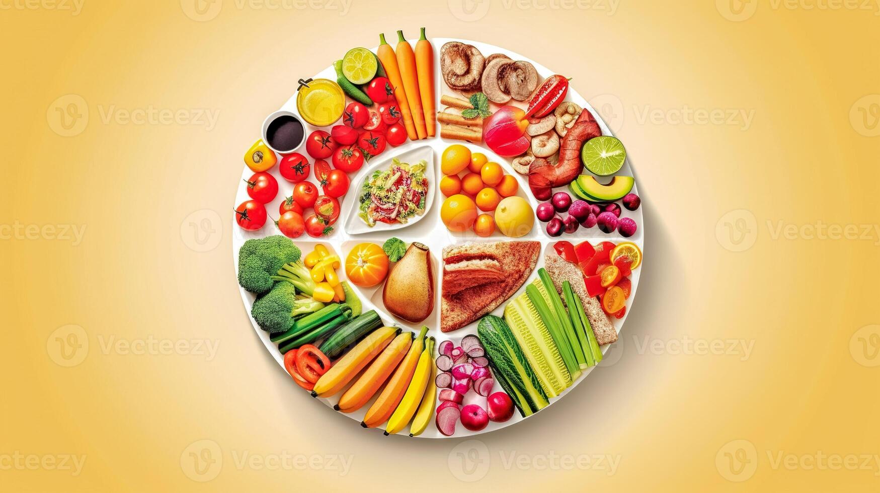 a plate with good food, a healthy lifestyle and longevity, made with photo
