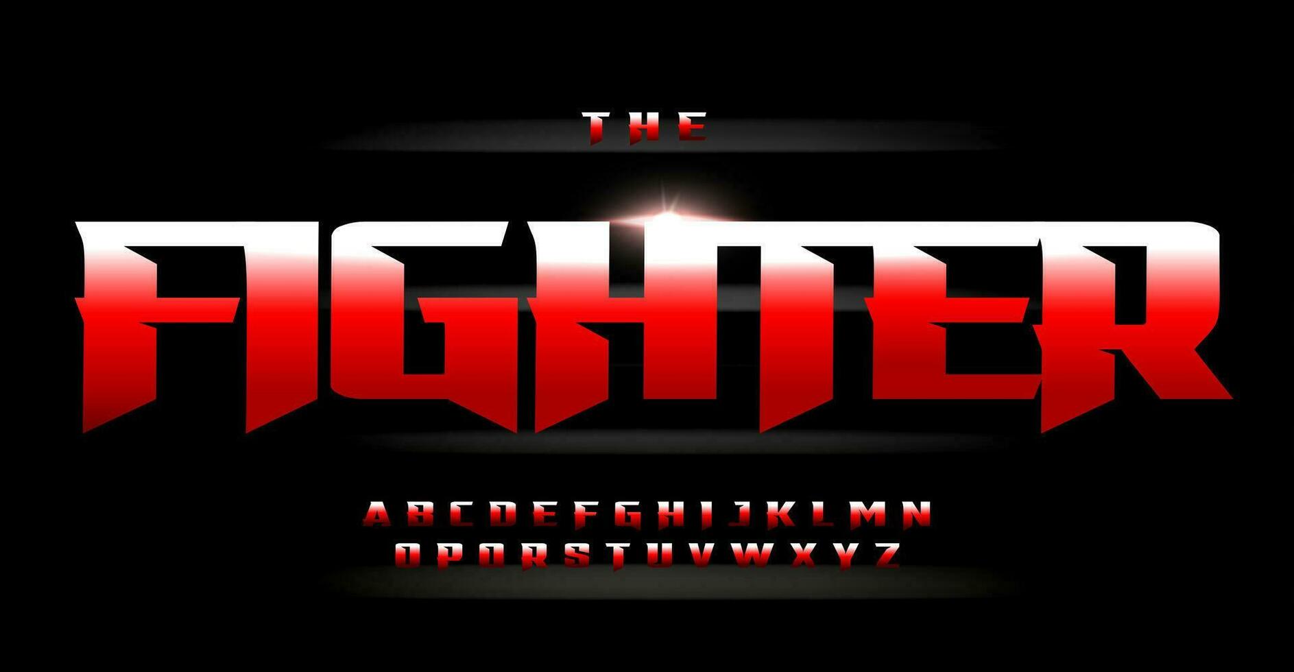 Fighter Font bold powerful typeface inspired by chivalrous knights. Sturdy solid letters for strength bravery logos, headlines, sport designs. Versatile and daring typographic design. Vector alphabet