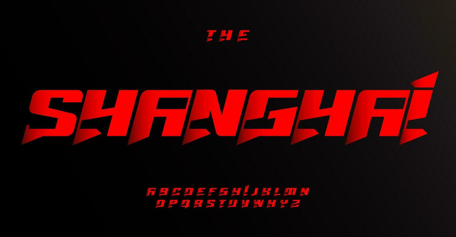 Powerful and determined font, modern edgy letters for esport team logo, dynamic and sharp headline. Geometric and italic typography style. Vector alphabet