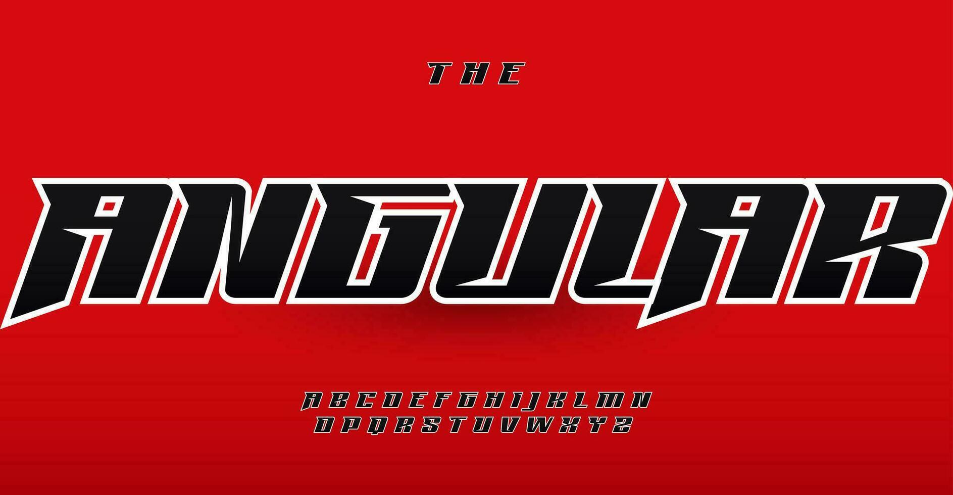 Modern dynamic font with dynamic characters, featuring sharp edges and angular shapes vector