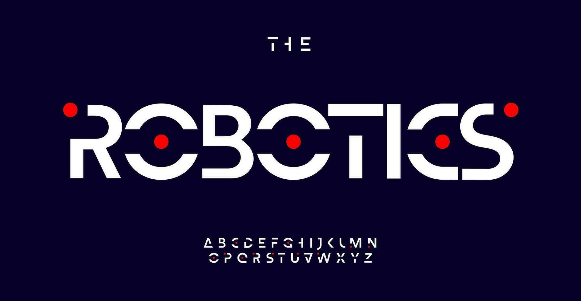 Geometric futuristic alphabet, robotic stencil letters, abstract font for minimalistic clean logo, unusual innovative headline, minimal simple typographic design. Vector typeset