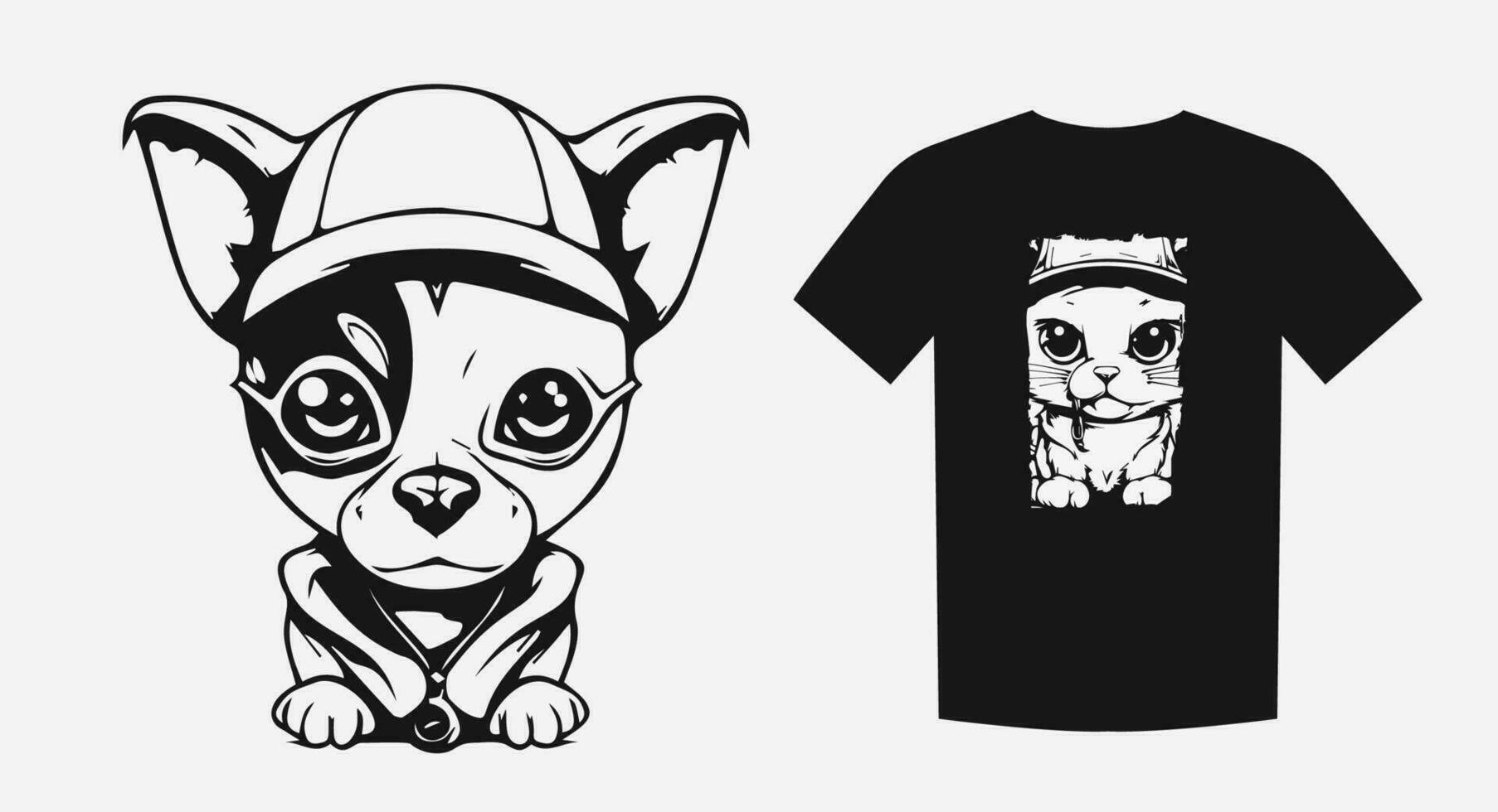 melancólico pirata perrito en un monocromo dibujos animados estilo. Perfecto para huellas dactilares, camisas, y logotipos expresivo y único. vector ilustración.