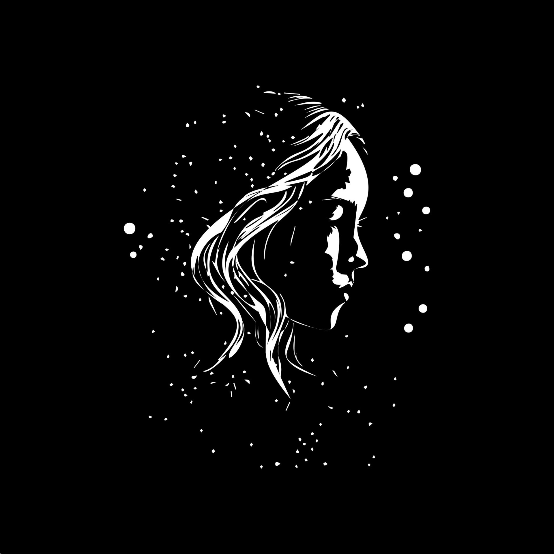 Girl profile face with closed eyes dotwork tattoo with dots shading, depth  illusion, tippling tattoo. Hand drawing emblem on black background for body  art, sketch monochrome logo. Vector illustration 25851790 Vector Art