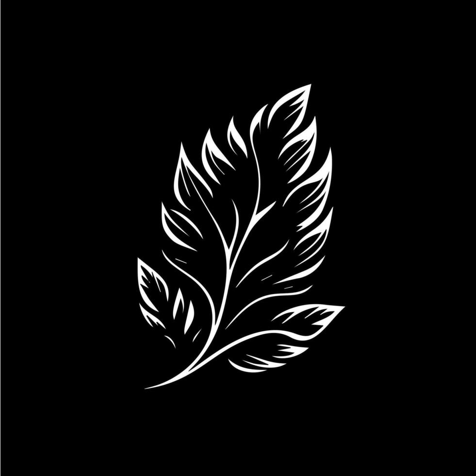 hierbas boho logo blanco icono de mano dibujado bosquejo seco rama hojas silueta en negro fondo, camiseta imprimir, naturaleza etiqueta, tatuaje modelo. aislado vector ilustración