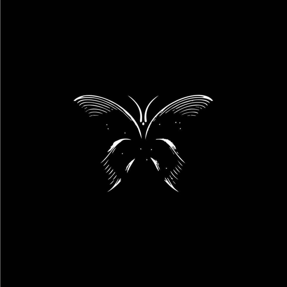 mariposa dotwork tatuaje con puntos sombreado, bebiendo tatuaje. mano dibujo mosca insecto emblema en negro antecedentes para cuerpo arte, minimalista bosquejo monocromo logo. vector ilustración