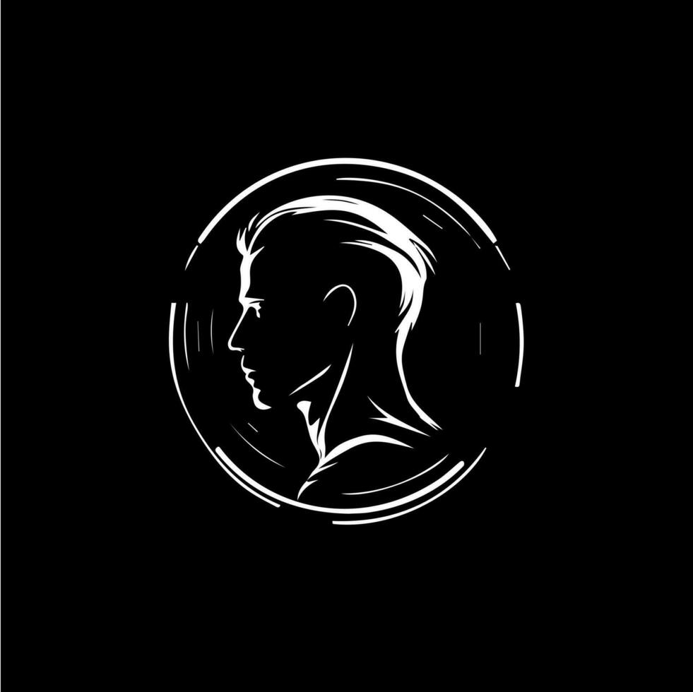 Male face icon. User avatar person. Man head profile, logo template for fashion and modern industry. Simple linear icon. Vector illustration.