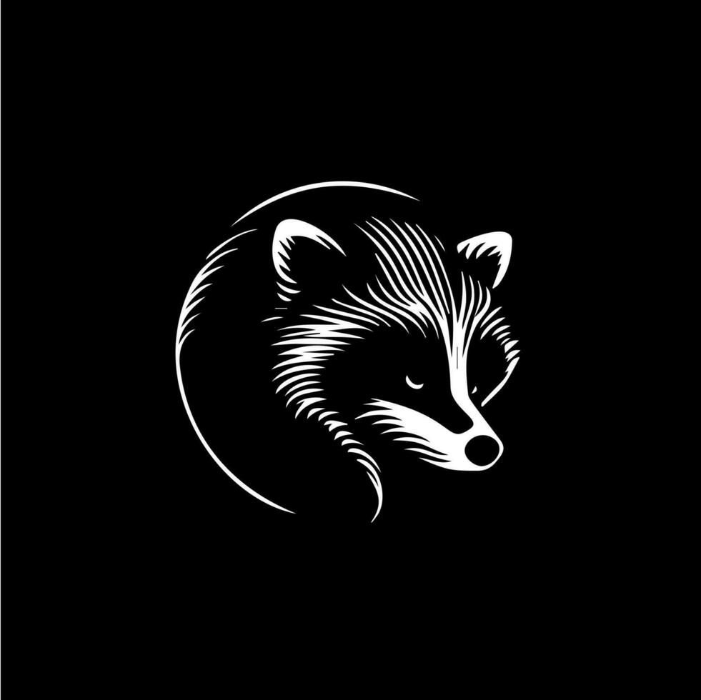 mapache cabeza dotwork tatuaje con puntos sombreado, salvaje animal logo plantilla, bebiendo tatuaje. mano dibujo pájaro emblema en negro antecedentes para cuerpo arte, minimalista bosquejo Arte. vector ilustración