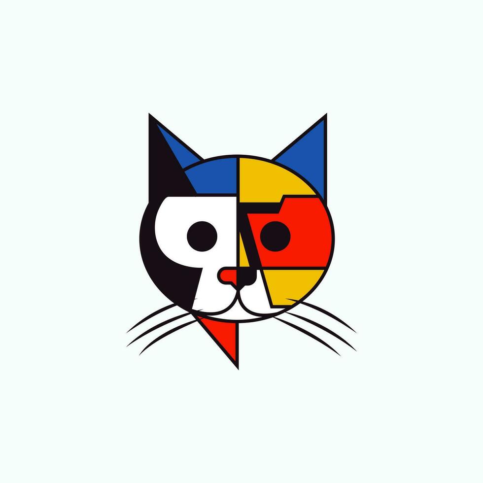 resumen gato mascota colección - geométrico estilo logo para Arte y marca. vector logo.