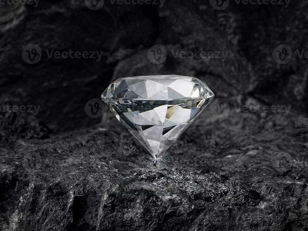 diamond on black coal background photo