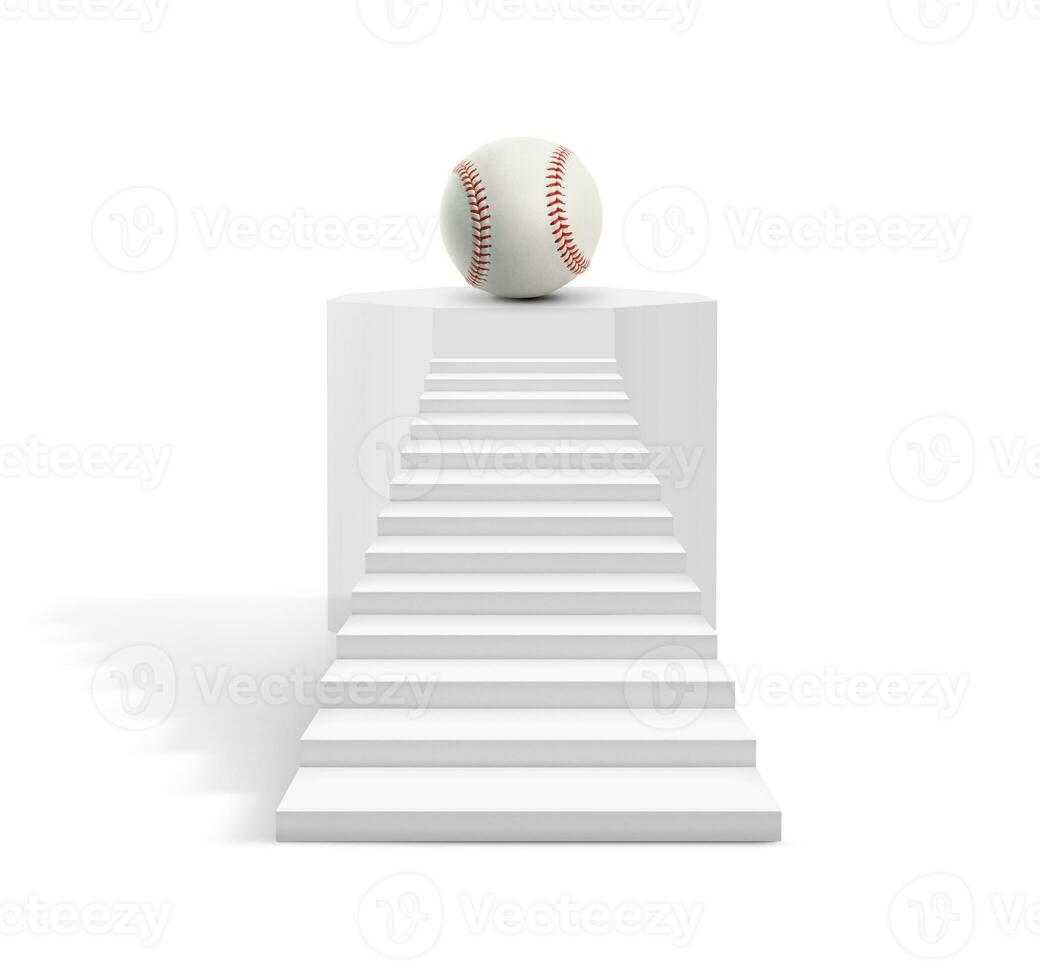béisbol pelota en escalera a éxito. béisbol juego concepto foto