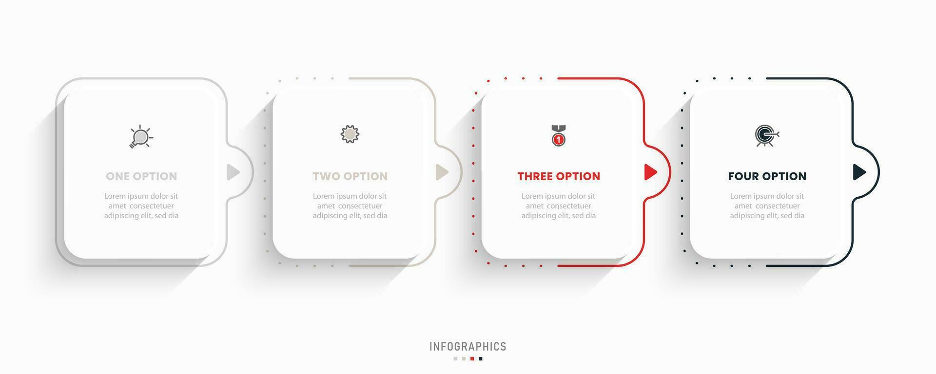 plantilla de diseño de etiquetas infográficas vectoriales con iconos y 4 opciones o pasos. se puede utilizar para diagramas de proceso, presentaciones, diseño de flujo de trabajo, banner, diagrama de flujo, gráfico de información. vector