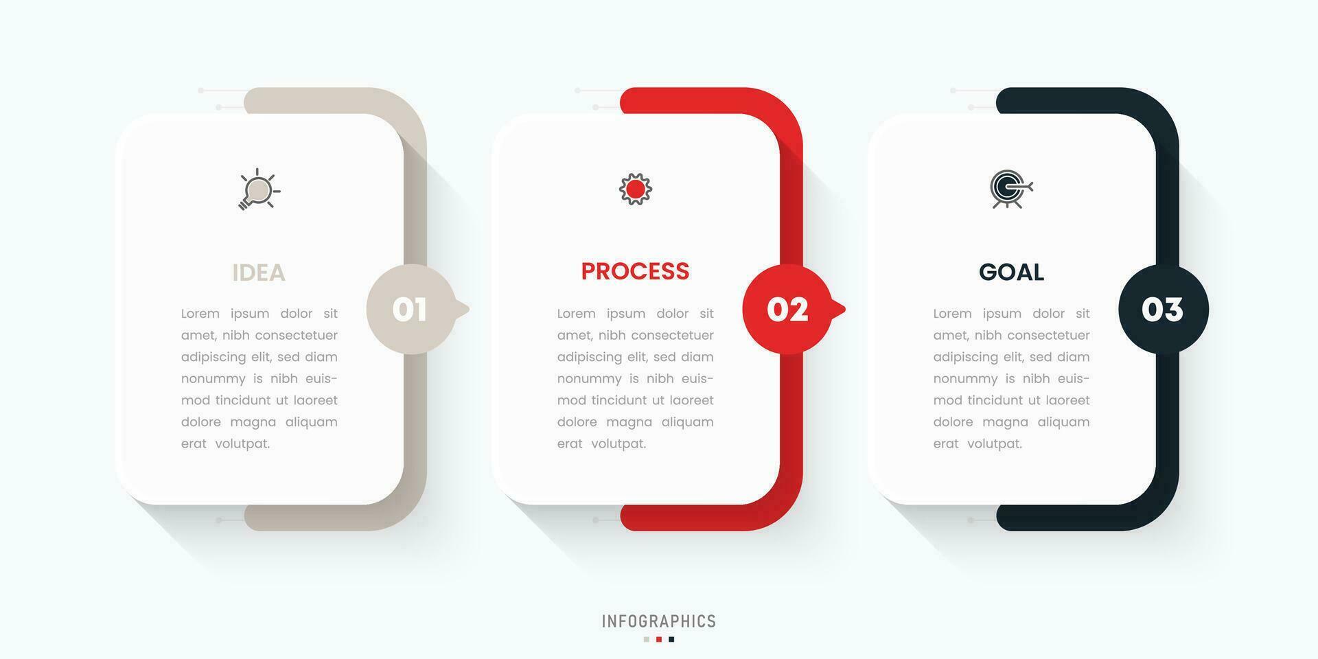 plantilla de diseño de etiquetas infográficas vectoriales con iconos y 3 opciones o pasos. se puede utilizar para diagramas de proceso, presentaciones, diseño de flujo de trabajo, banner, diagrama de flujo, gráfico de información. vector