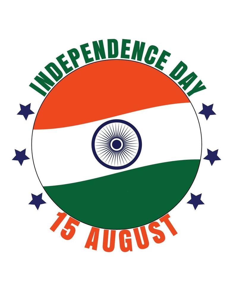 India Independence day, 15th august. Vector typographic emblems, logo or badges. Usable for Independence day of India greeting cards, 15 august t-shirts, posters and India Independence day banners