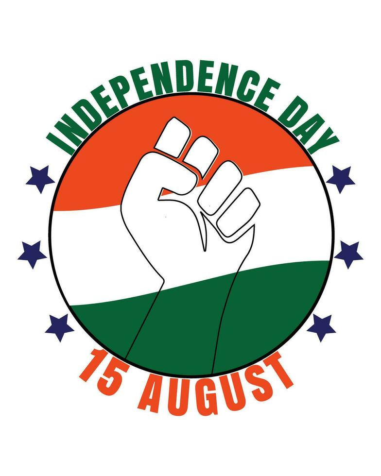 India Independence day, 15th august. Vector typographic emblems, logo or badges. Usable for Independence day of India greeting cards, 15 august t-shirts, posters and India Independence day banners