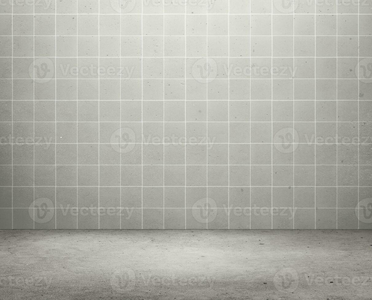 vacío habitación de cemento piso con gris cerámico antecedentes foto