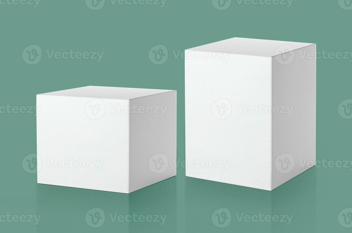 blank packaging white cardboard box isolated on green background ready for packaging design photo