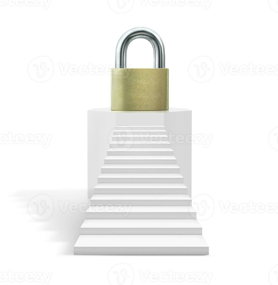 padlock on octagonal pedestal photo