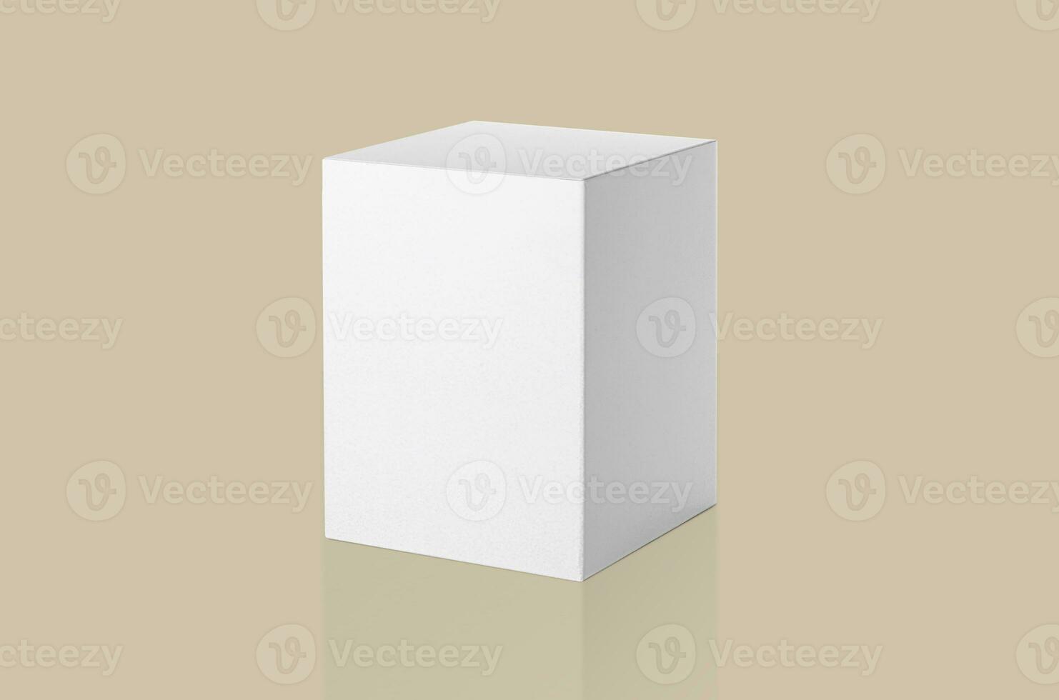 blank packaging white cardboard box isolated on beige background ready for packaging design photo