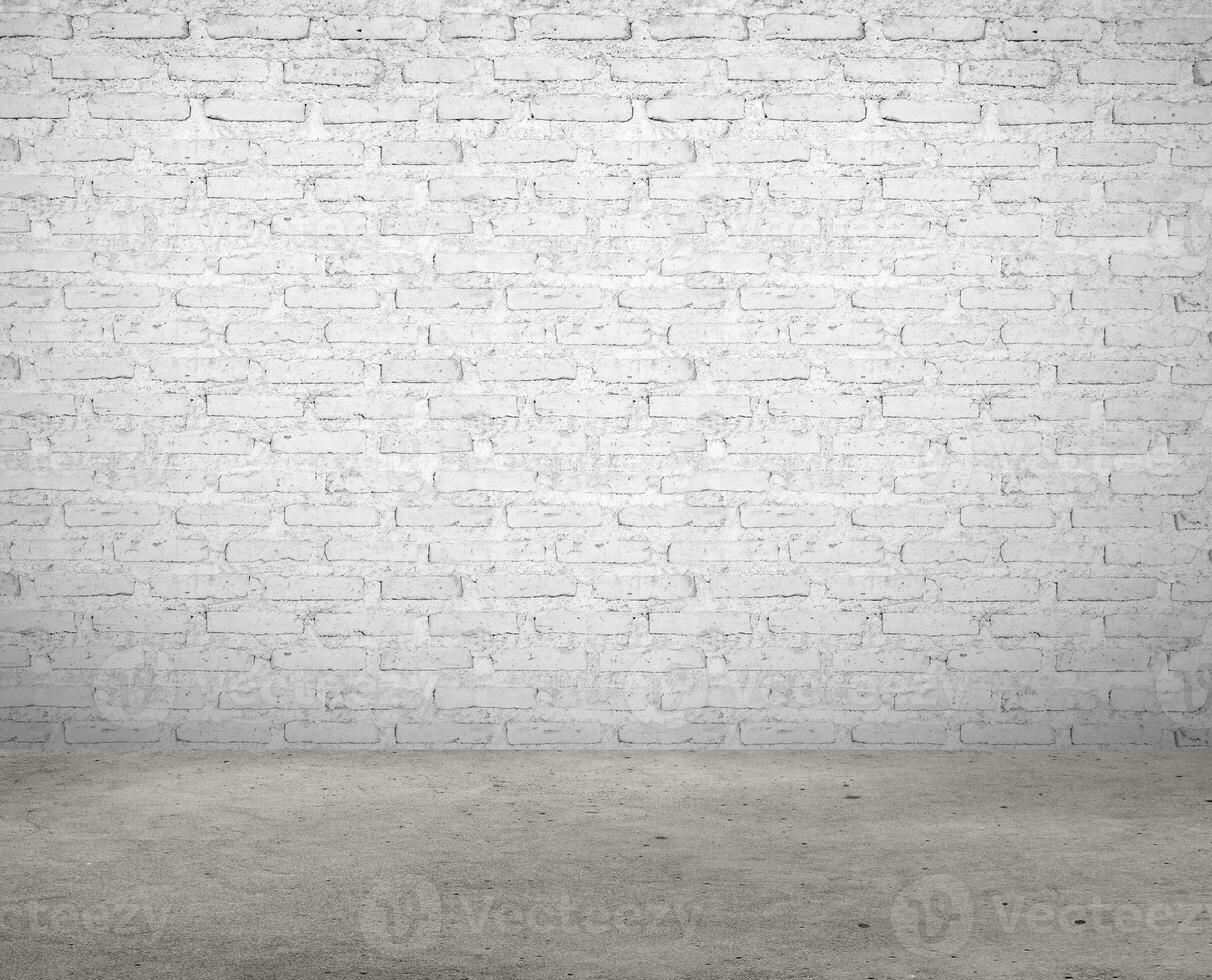 Inside the room, with white brick walls and concrete floors, no one was empty photo