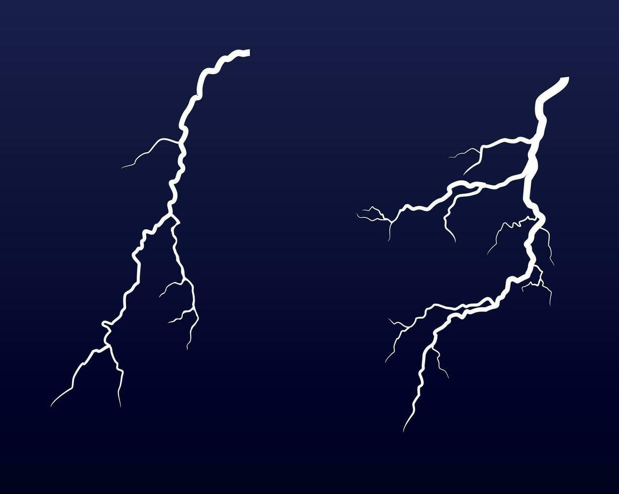 Two vector lightning bolts. Thunder and lightning