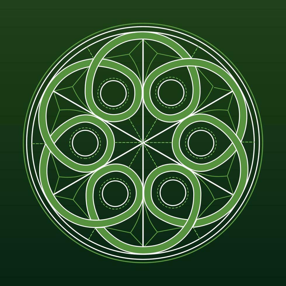 Graphic pattern of a twist in a circle on a green background vector