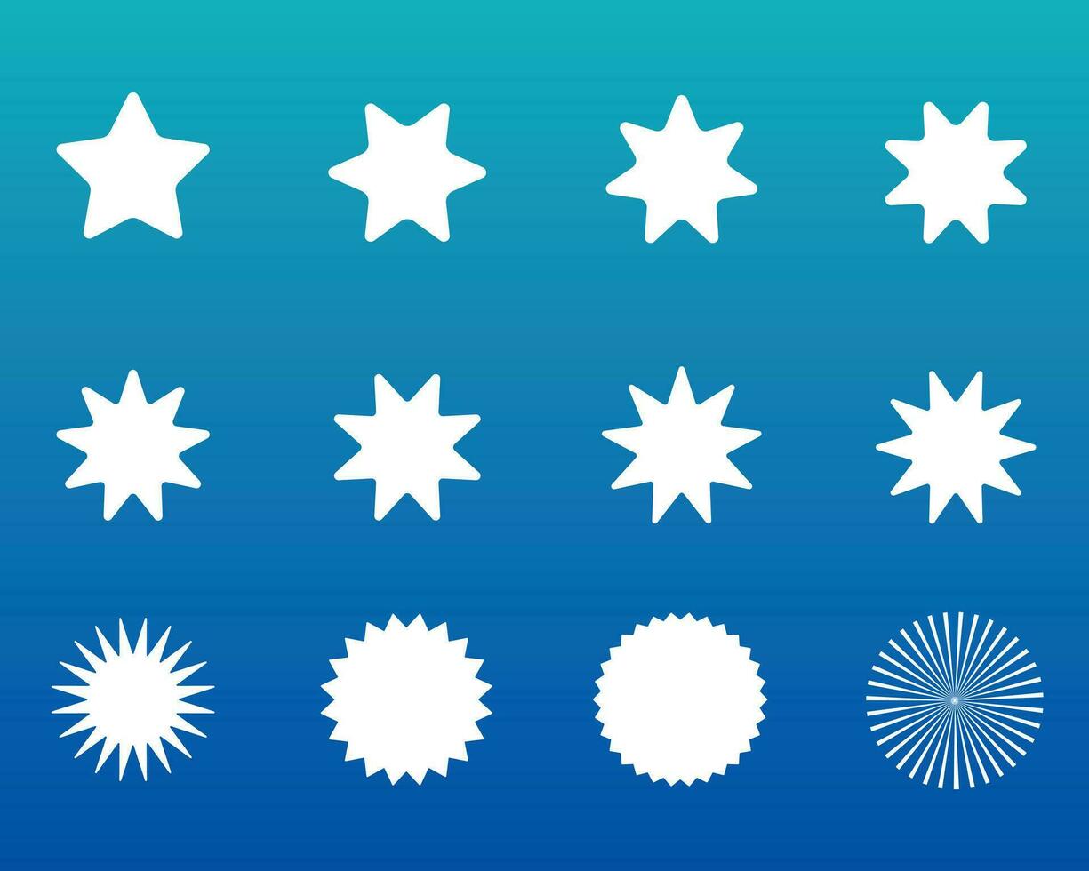 Set of multifaceted stars on a blue background vector