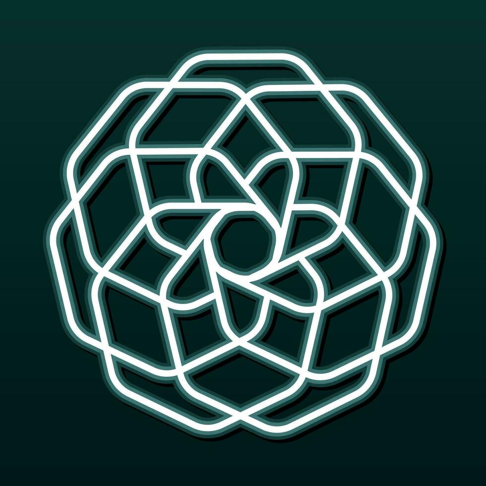 A geometric flower of many heptagons forming a circle vector
