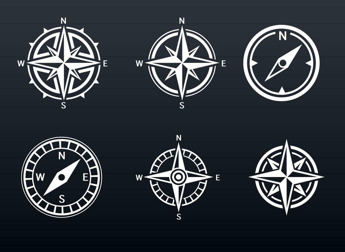 Set of images of wind rose and compasses vector