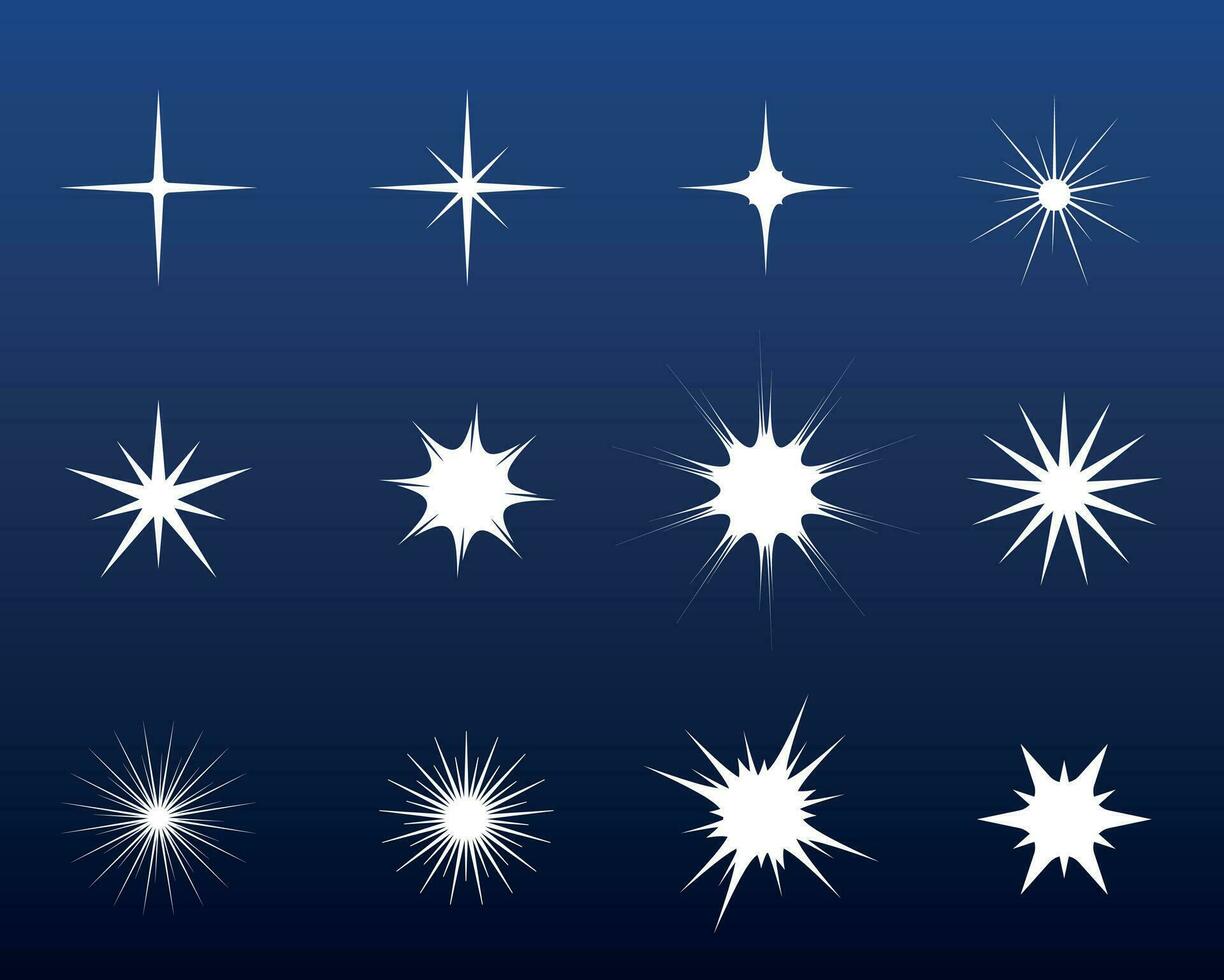 Set of shining stars in space vector