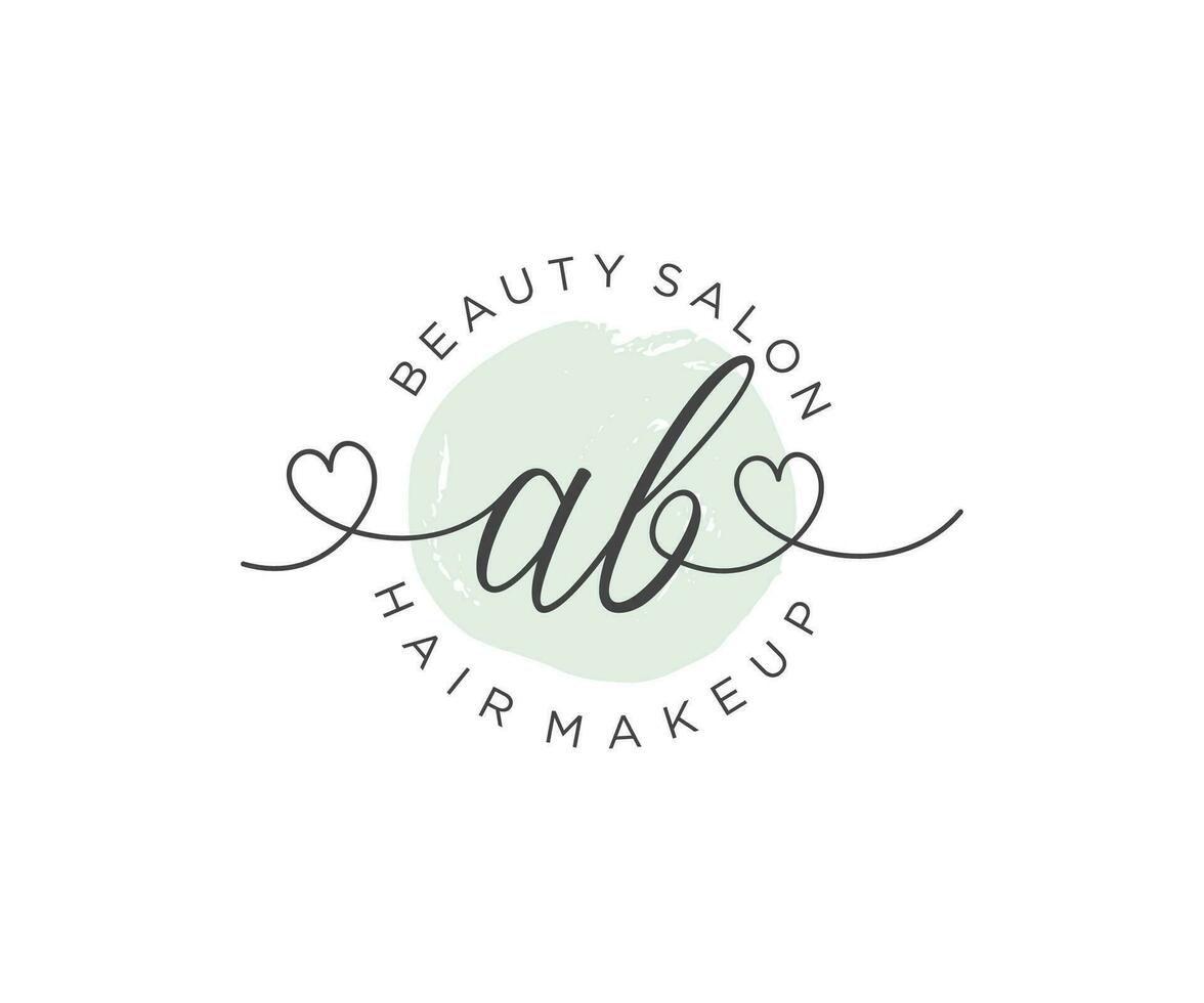 Initial AB feminine logo collections template. handwriting logo of initial signature, wedding, fashion, jewerly, boutique, floral and botanical with creative template for any company or business. vector