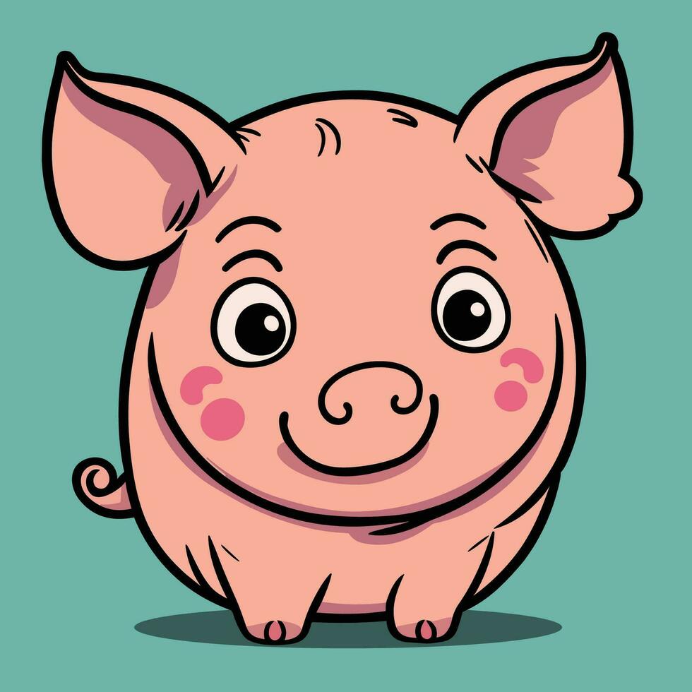 Cute pig cartoon smiling vector