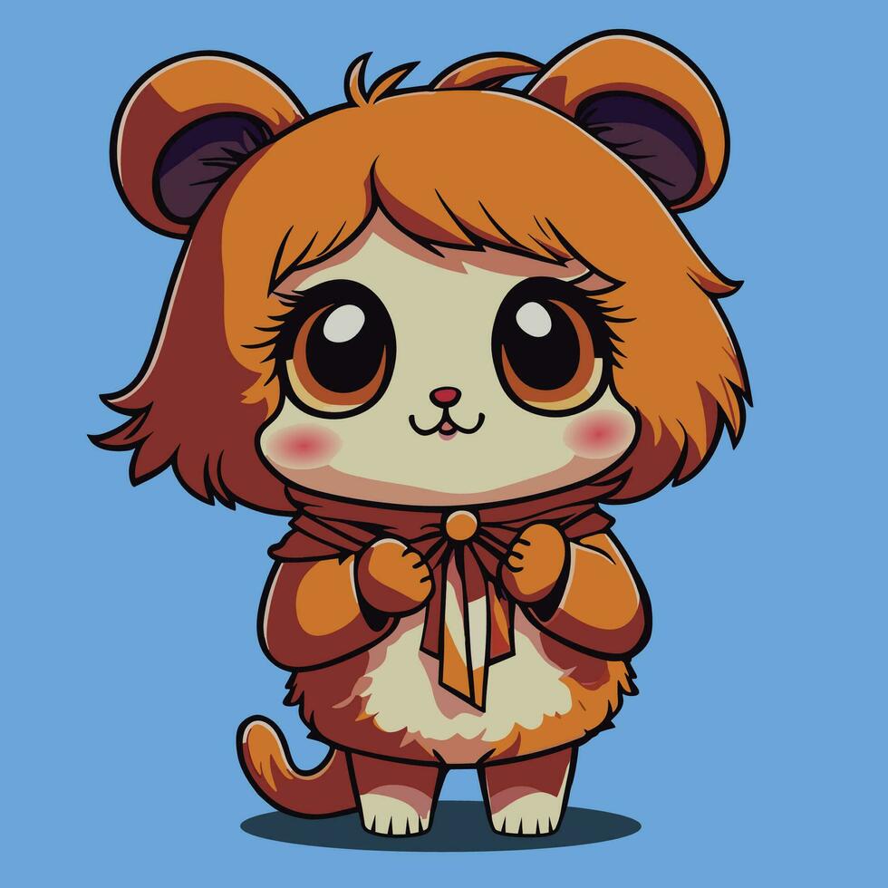 Cute kawaii chibi animals. hamster cartoon character. Beautiful female hamster vector