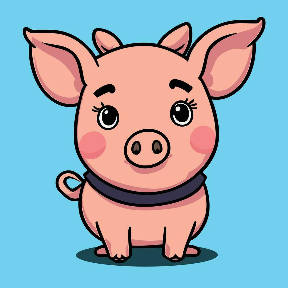 Happy and Cute baby pig cartoon smiling at you vector