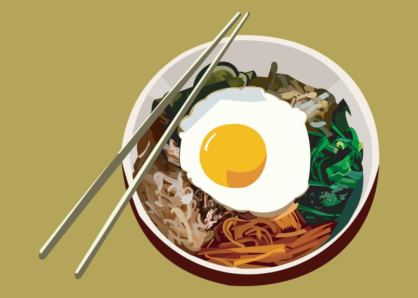 Bibimbap Korean food vector illustration