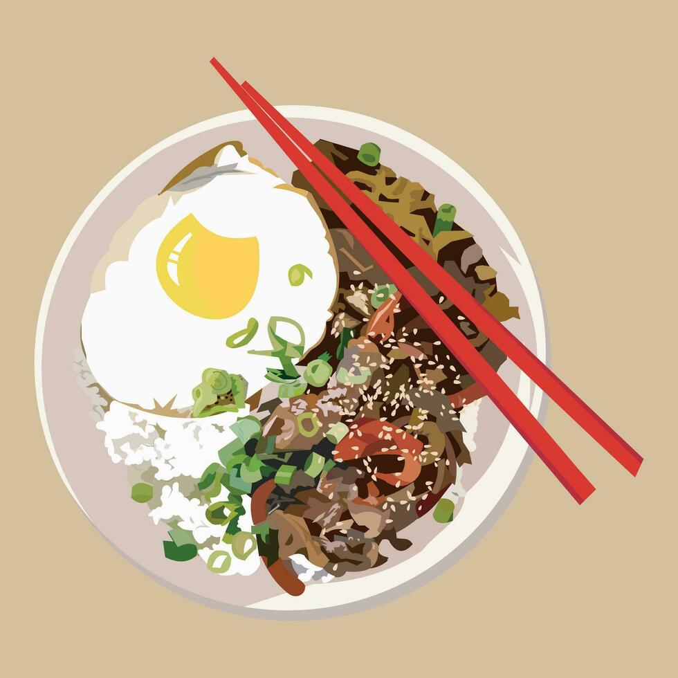 Gyudon Japanese dish vector illustration