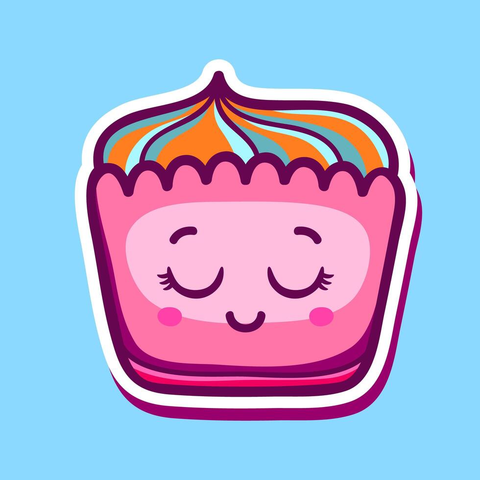 Cute face ice-cream Vector coloring kawaii sticker icons hand drawn art. photo