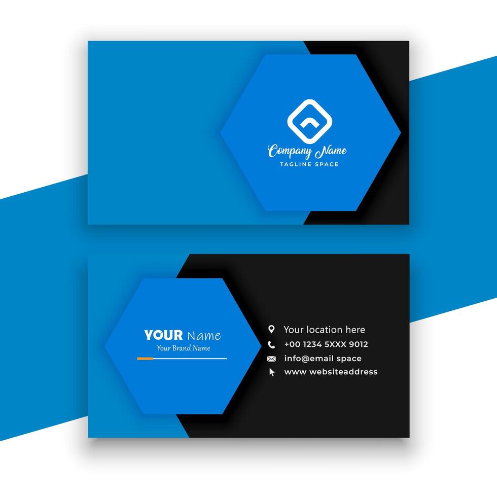 Elegant minimalist black and blue business card template photo