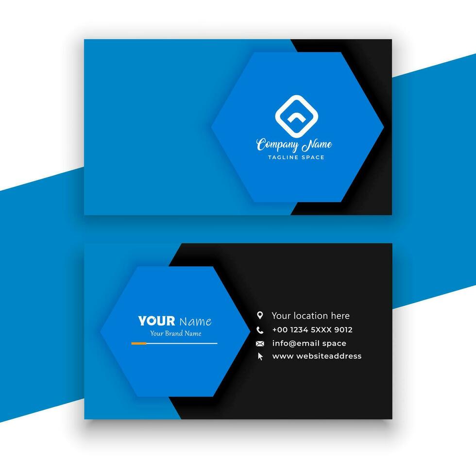 Elegant minimalist black and blue business card template vector