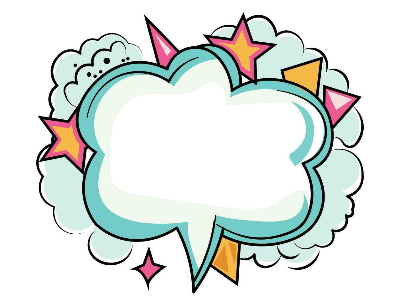 Bubble cloud speech comic drawing cartoon boom style design vector art template