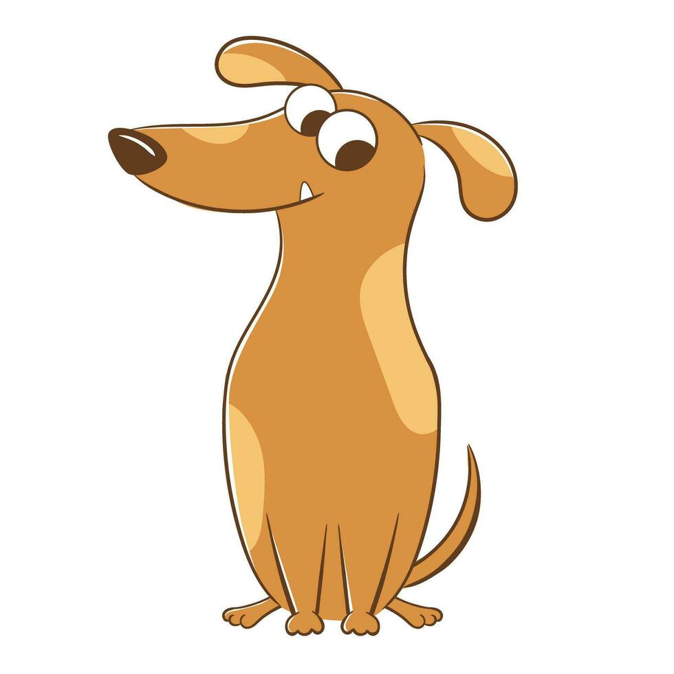 Funny cartoon dog purebred dachshund breed in flat style vector
