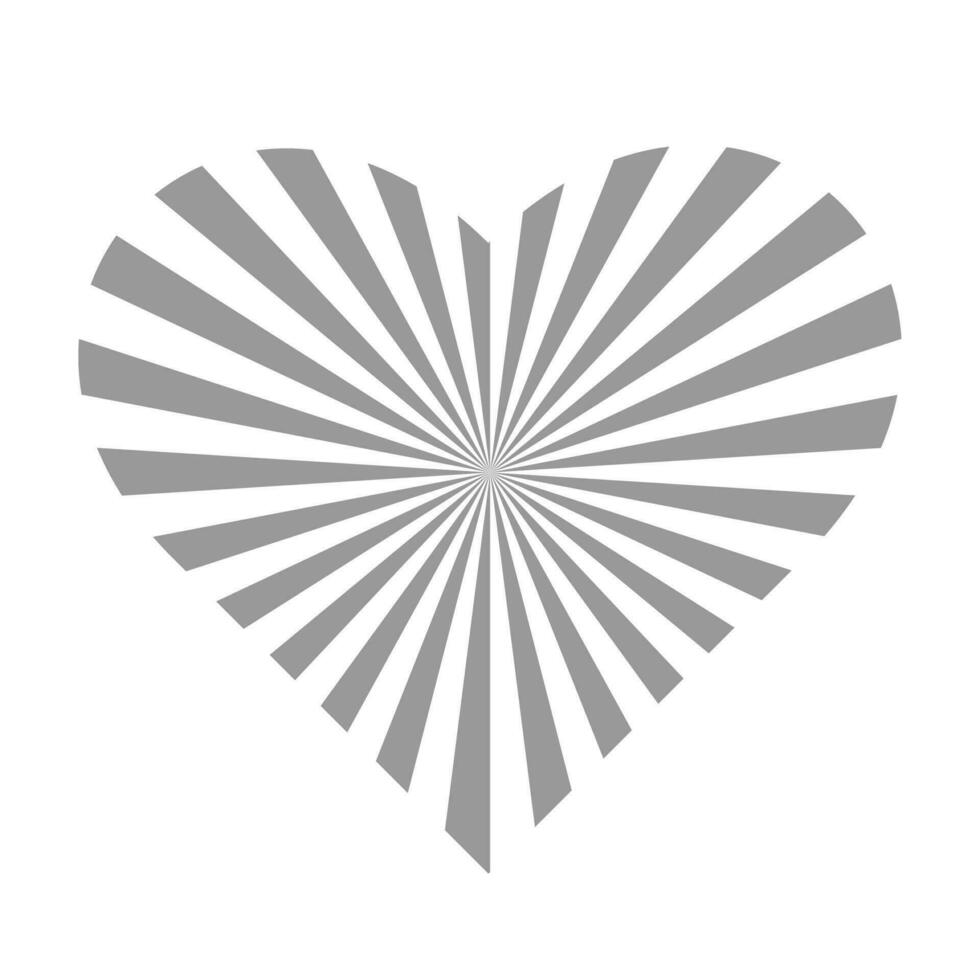 gris caramelo corazón remolino rayos en blanco fondo.amor concepto. contento san valentin día, mujer día día festivo, Fechado invitación, Boda o matrimonio saludo tarjeta diseño. vector romántico