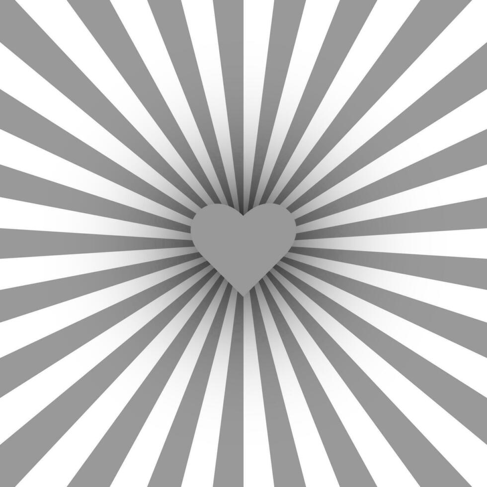 Swirling pattern background. Vortex starburst spiral twirl square with gray heart. Helix rotation rays. Converging psychadelic scalable stripes. Vector illustration