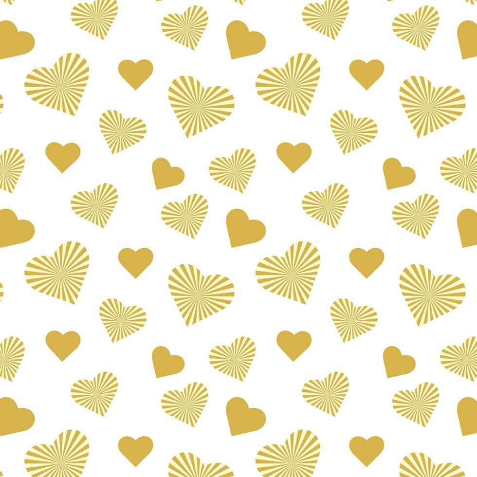 Seamless pattern gold candy hearts swirl rays on beige background.Love Concept. Happy valentines day, women day holiday, dating invitation, wedding or marriage greeting card design. Vector romantic