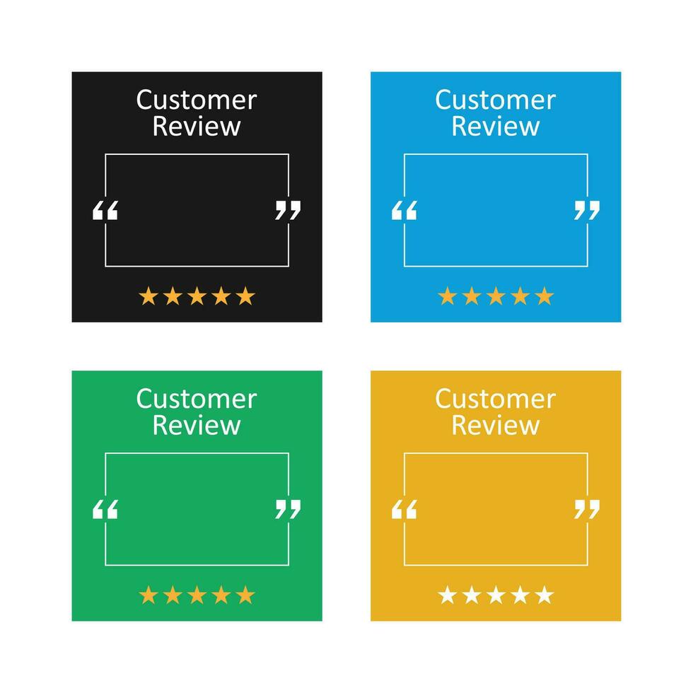 Customer Review Quote Post Square Template. Empty Quote Frame with Quotation Marks on Colour Background vector