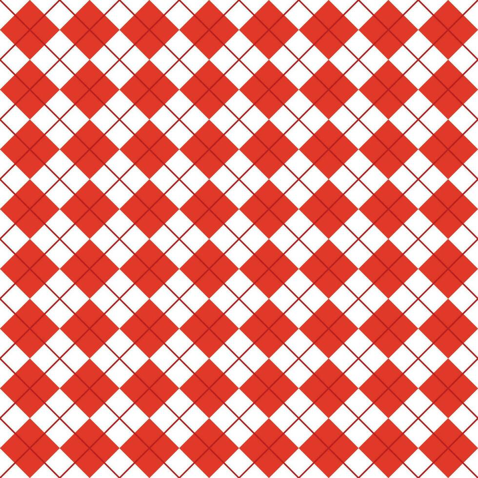 Simple Red And White Seamless Argyle Pattern vector