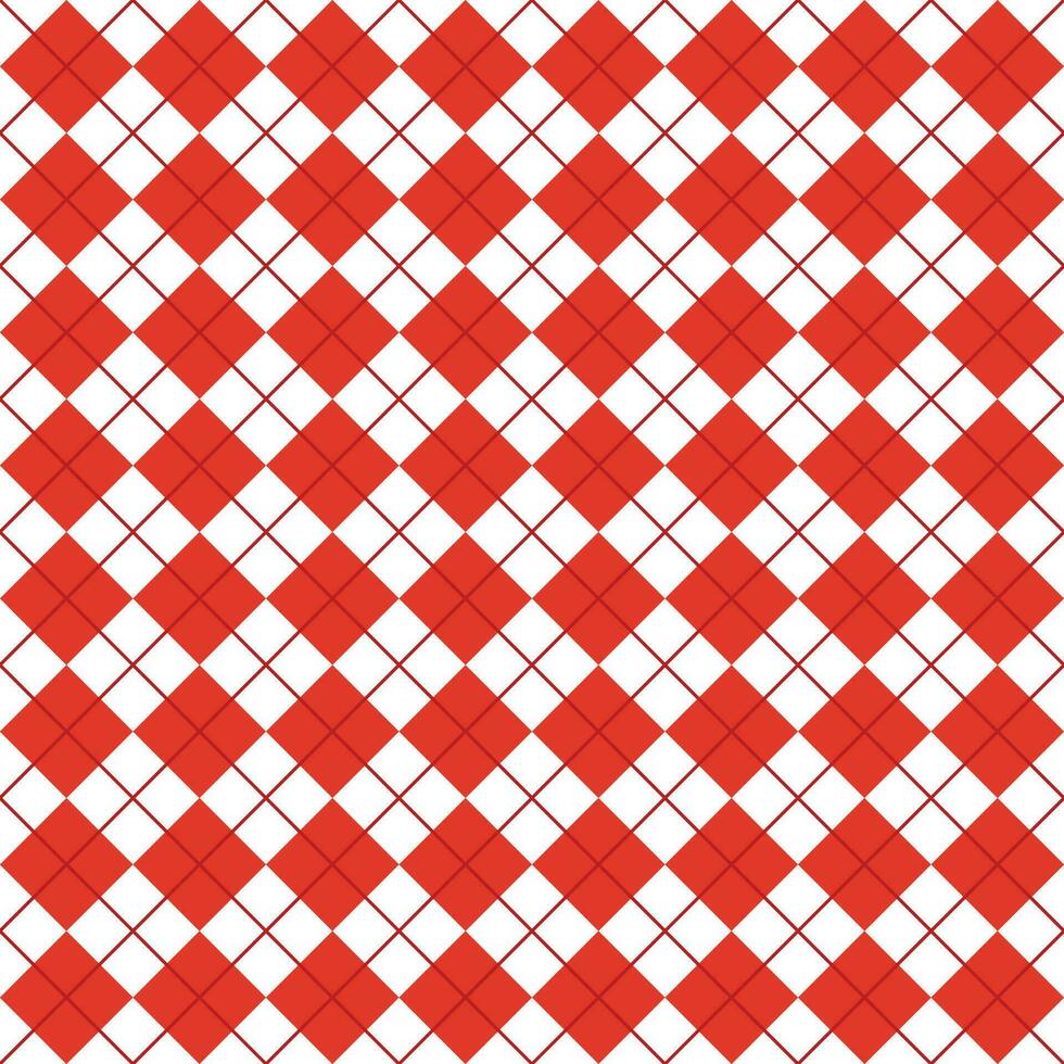 Simple Red And White Seamless Argyle Pattern vector